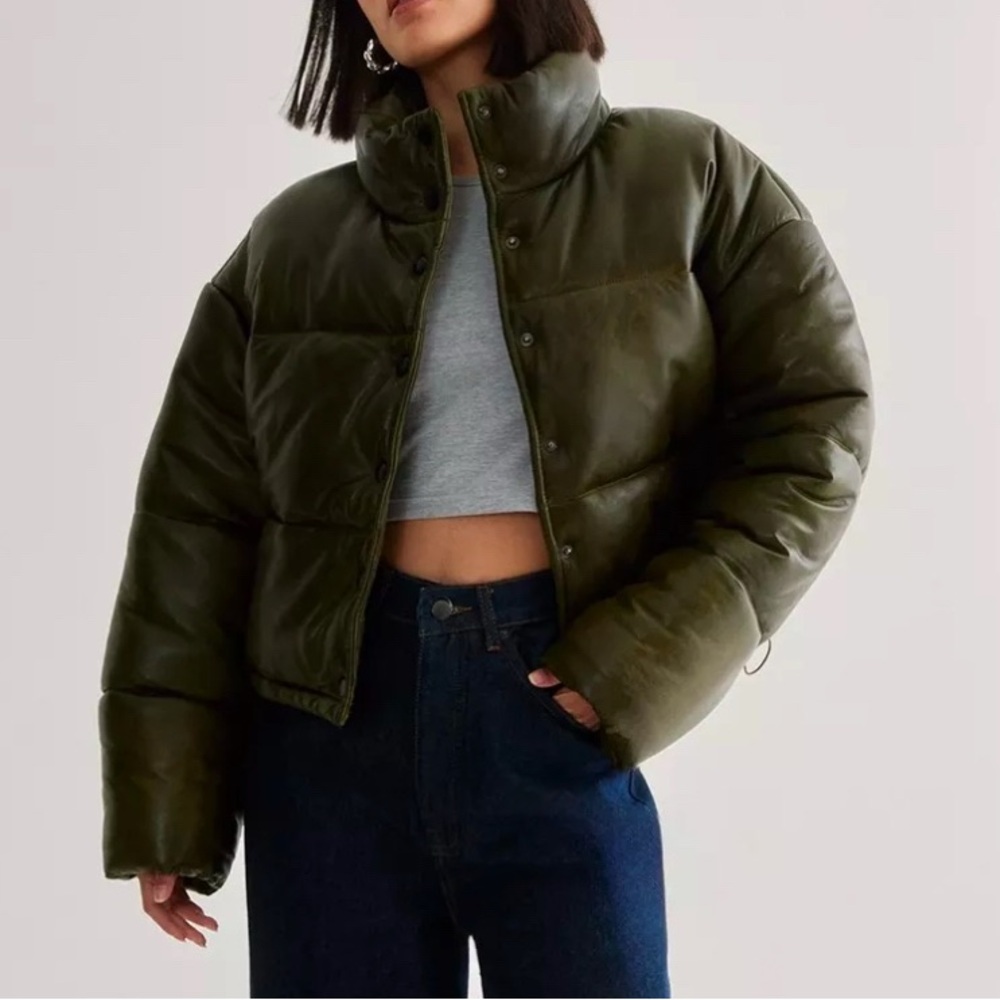 Nasty Gal Olive Green Puffer Jacket